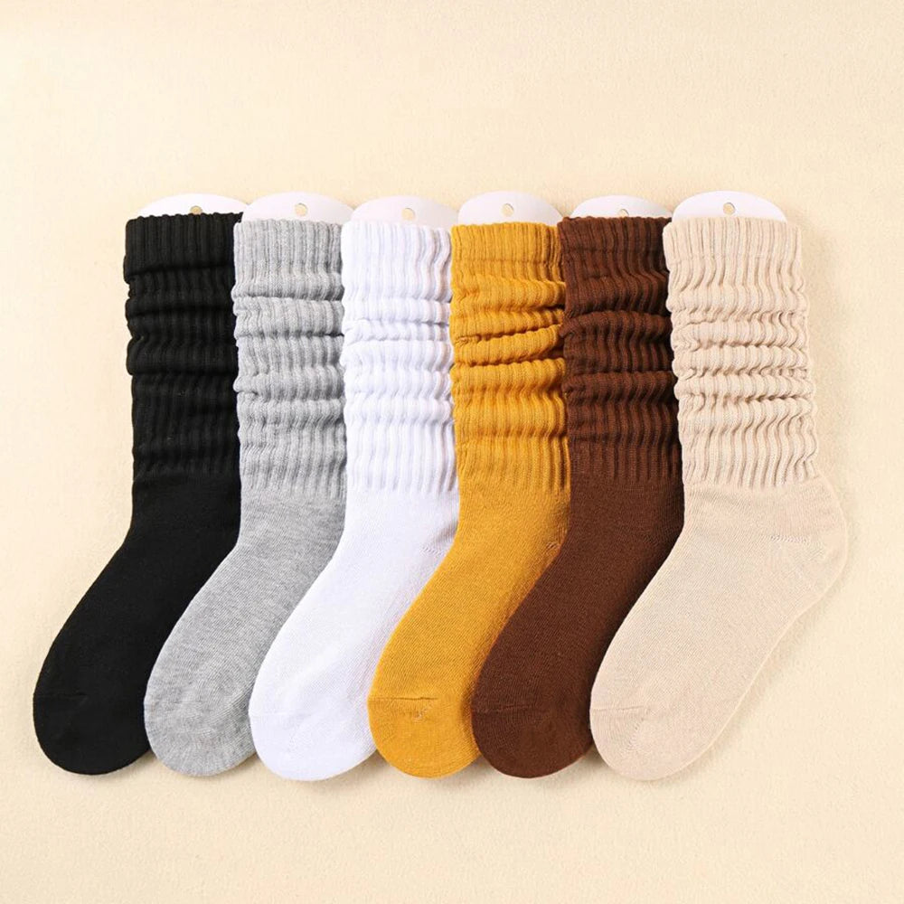 6 Pairs Women's Fall Winter Slouch Knit Socks Women Scrunch Socks Women Scrunchie Socks women crew socks Maillard color﻿