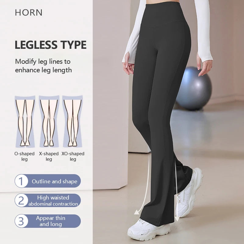 Flare Leggings Yoga Pants Women High Waist Breathable Wide Leg Pants Gym Sports Slim Flared Tight Pants Plus Size Dance Trousers