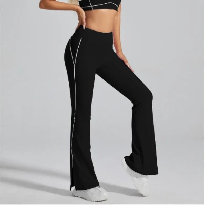 yoga naked open yoga flared pants hip-lift tight wide leg fitness pants Dance wear exercise yoga pants