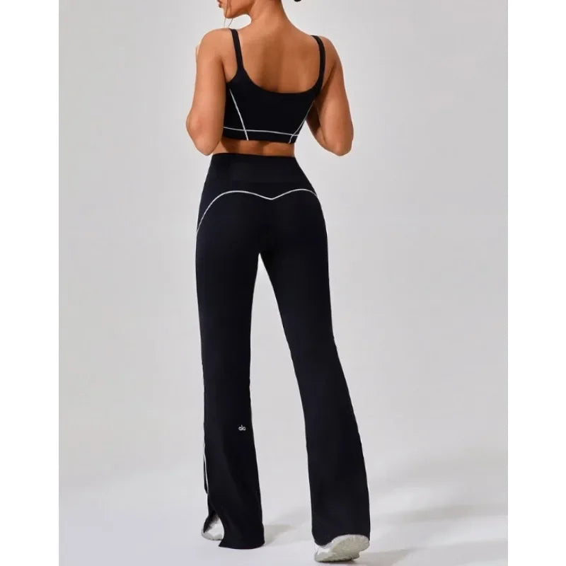 yoga naked open yoga flared pants hip-lift tight wide leg fitness pants Dance wear exercise yoga pants