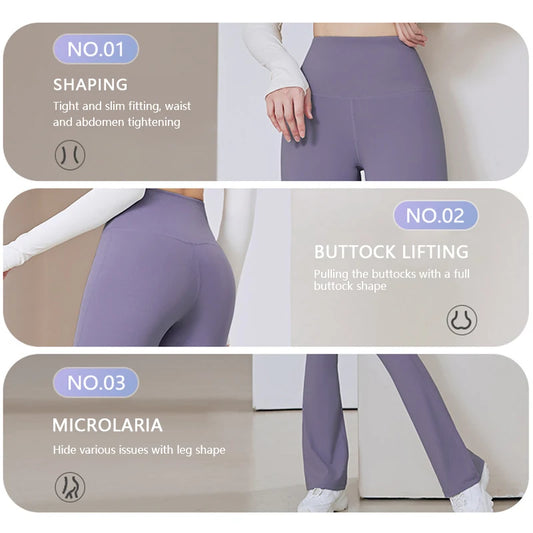 Flare Leggings Yoga Pants Women High Waist Breathable Wide Leg Pants Gym Sports Slim Flared Tight Pants Plus Size Dance Trousers