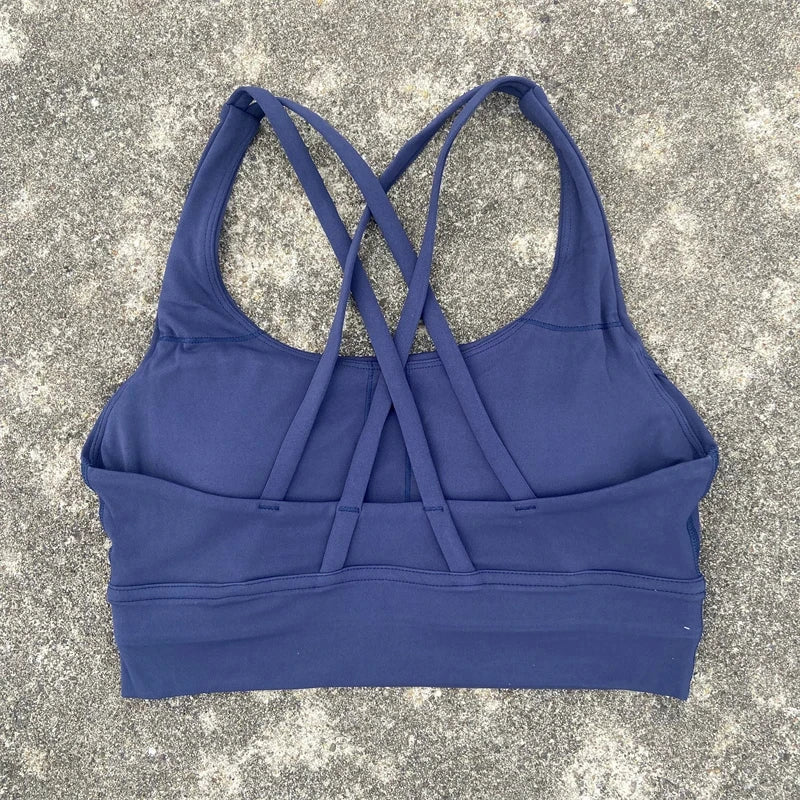 Solid Color Fitness Women Sport Bra Gym Yoga bra Athletic Cross Tight Top Workout Train With Chest Pad High quality shockproof